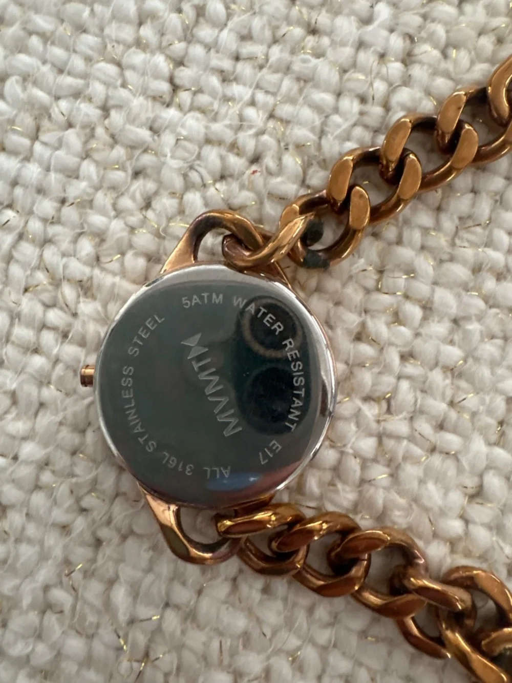 MVMT- Rose Gold Chain Link Watch with Black Dial